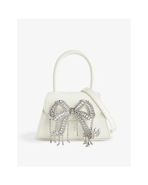 Self-Portrait White Bow Micro Leather Top-handle Bag