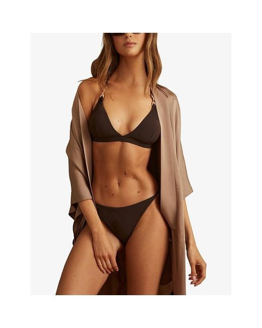 Reiss White Riah Side-Tie Low-Rise Stretch-Woven Bikini Bottoms