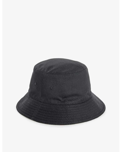 Burberry Blue Check-pattern Cotton-blend Bucket Hat for men