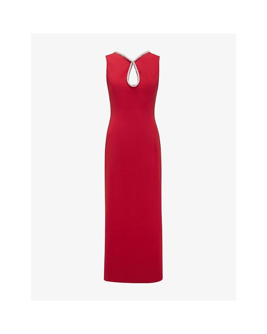 Phase Eight Milia Diamante-Embellished Stretch-Woven Maxi Dress in Red |  Lyst