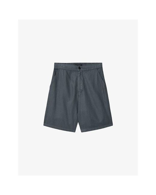 AllSaints Gray Corbett Straight-Leg Cotton And Linen Shorts for men