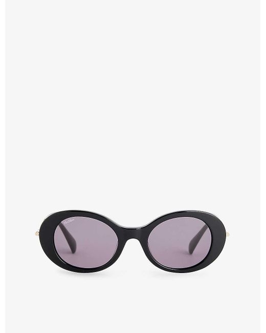Max Mara Black Malibu10 Oval-frame Acetate Sunglasses