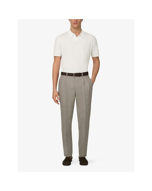 Boggi White Short-Sleeve Cotton Crêpe Knit Polo Shirt for men
