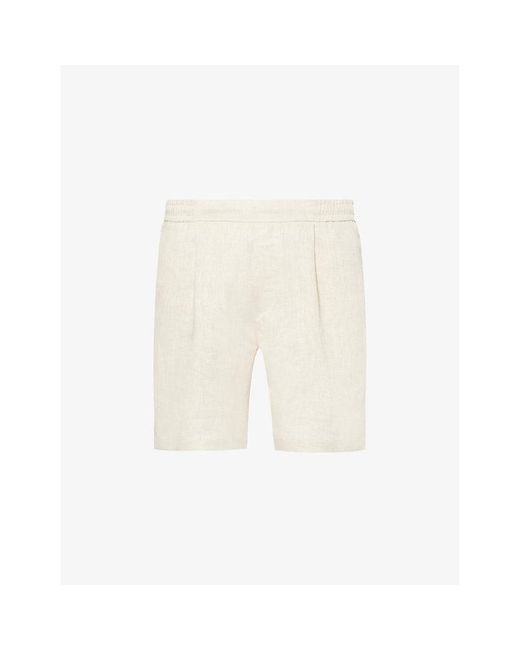 CHE White Pleated Slip-pocket Linen Shorts for men