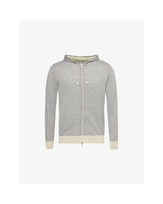 Eleventy Gray Relaxed-fit Contrast-trim Wool And Silk-blend Knit Hoody Xx for men