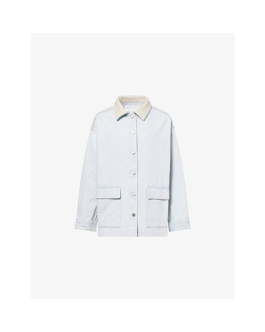 Agolde Blue X Maria Mcmanus Leather-Trim Oversized Denim Jacket