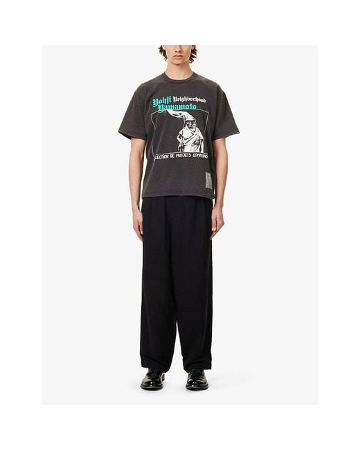 Yohji Yamamoto Black X Neighborhood Graphic-print Cotton-jersey T-shirt Xx for men