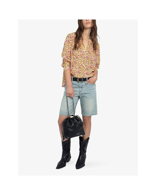 Zadig & Voltaire Natural Tink Floral-Print Woven Top