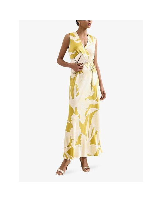 Phase Eight Metallic Petite Paula Floral-Print Satin Maxi Dress
