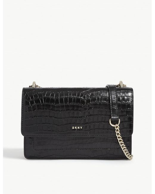 DKNY Black Bryant Croc-embossed Leather Small Cross-body Bag