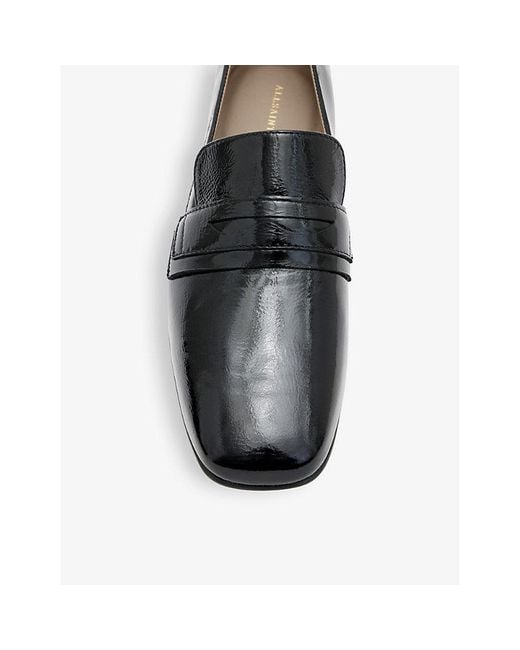 AllSaints Black Sasha Slip-on Patent-leather Loafers