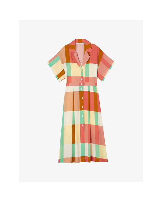 L.K.Bennett Multicolor Izzy Check-print Belted Woven Midi Dress