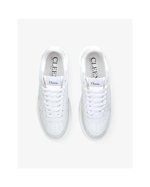 Cleens White Court Leather And Suede Trainers for men