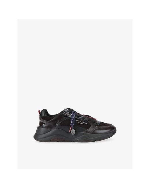 Kurt Geiger Black Royston Faux-Leather Trainers for men