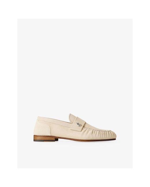 Jimmy Choo Natural Ellis Etched Velvet Suede Loafers