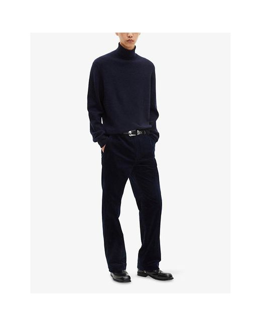 The Kooples Blue Turtleneck Brand-Embroidered Cashmere-Blend Jumper for men
