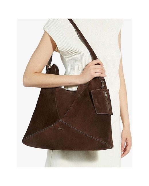 Dune Brown Dearest Suede Hobo Shoulder Bag