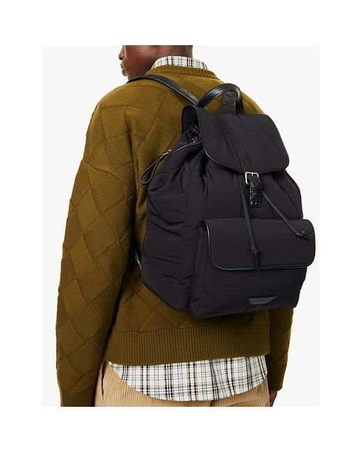 Bottega Veneta Blue Nylon Intrecciato Brand-patch Woven Backpack for men