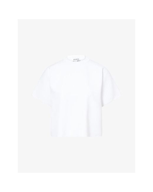 Alaïa White Open-Back Round-Neck Stretch-Crepe T-Shirt