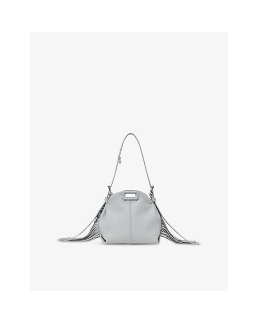 Maje White Miss M Micro Leather Shoulder Bag