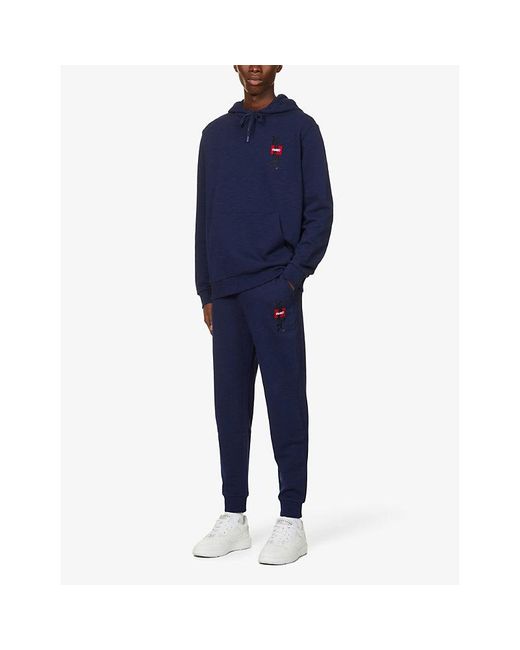 HUGO Blue Japanese-Ideogram Cotton-Jersey Hoody for men