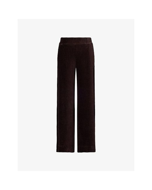 ME+EM Black Fluid Velour-Cord Palazzo Trousers