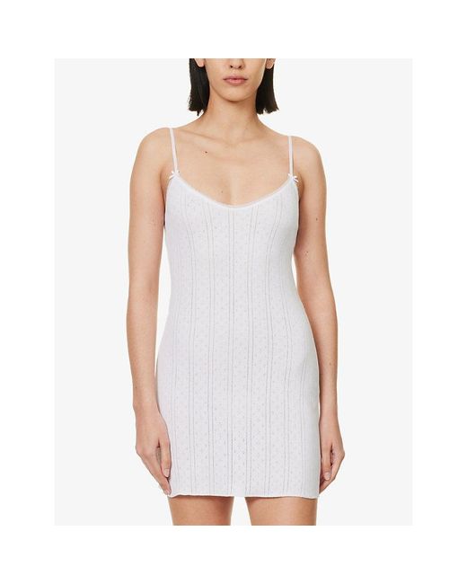 Cou Cou Intimates White Pointelle Sleeveless Organic-Cotton Mini Dress
