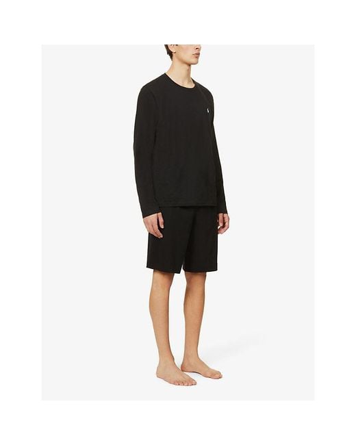 Polo Ralph Lauren Black Logo-Embroidered Cotton-Jersey Shorts for men