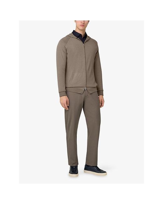 Boggi Gray Superfine Full-Zip Wool Hoody for men