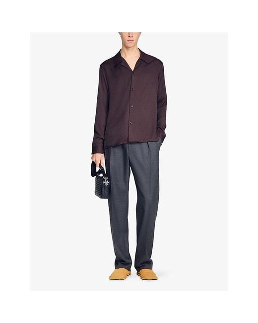 Sandro Purple Spread-Collar Woven Shirt for men