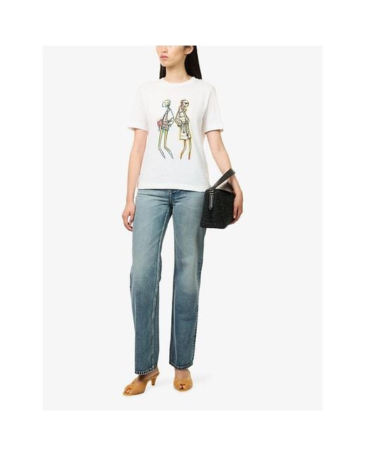 Missoni White Graphic-Print Short-Sleeve Cotton T-Shirt