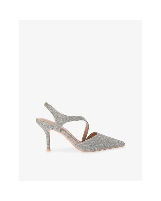 Carvela Kurt Geiger White Symmetry Metallic-Woven Courts