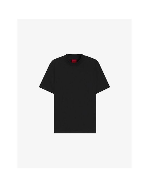 HUGO Black Stand-Collar Slim-Fit Cotton-Jersey T-Shirt for men