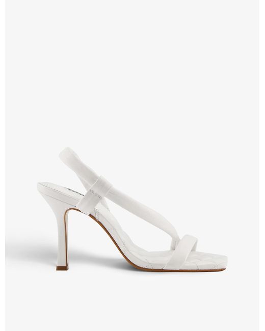 Dune Marbled Asymmetric Quilted Leather Sandals in White-Leather (White) - Lyst