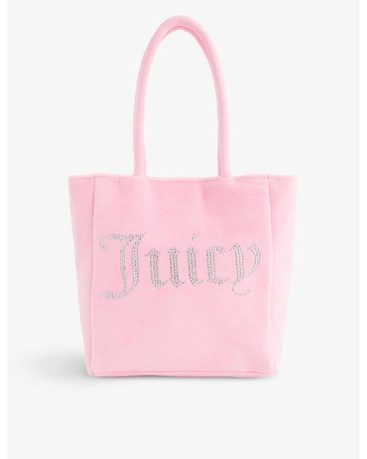 Juicy Couture Pink Crystal-embellished Velour Tote Bag