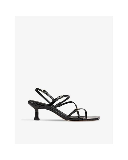 Sandro White Strappy Square-Toe Leather Heeled Sandals