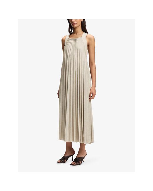 Boss Natural Pleated Halterneck Stretch-Jersey Midi Dress