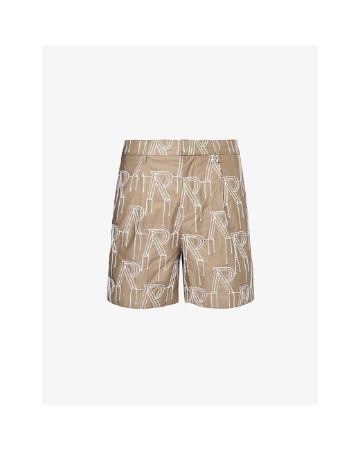 Represent Natural Brand-embroidered Mid-rise Cotton Shorts for men