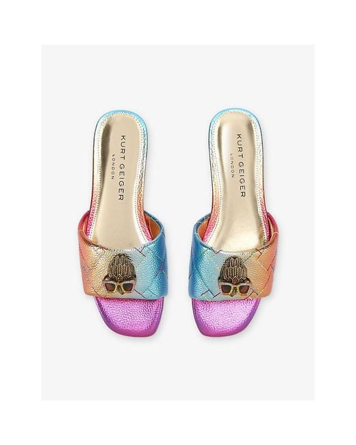 Kurt Geiger Pink Kensington Metallic Flat Leather Sandals
