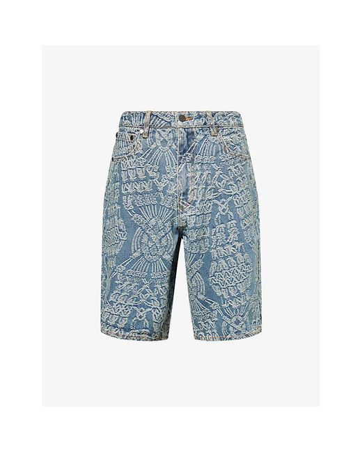ショートパンツ DAILY PAPER SS25 MACRAME DENIM SHORTS (2513093 MEDIUM) Mid Blue Macrame Denim Shorts – Daily Paper UK