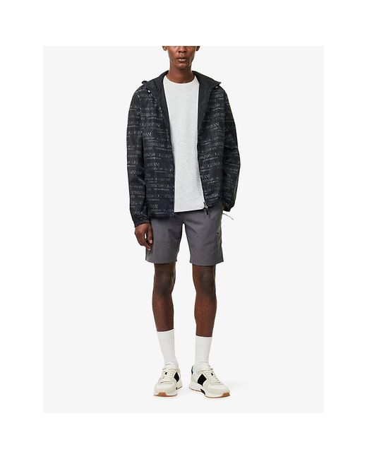 Emporio Armani Blue Logo-Print Woven Blouson Jacket for men