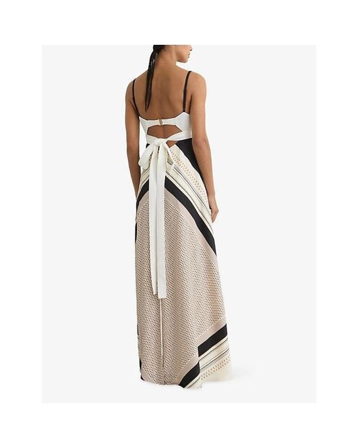 Reiss Natural Myra Scarf-Printed Woven Maxi Dress