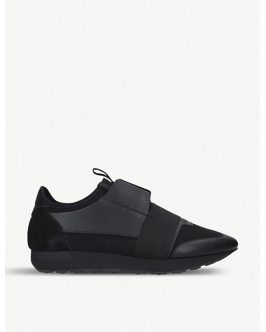 Balenciaga Black Race Runner Leather, Suede And Mesh Trainers for men