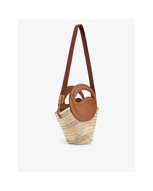 Christian Louboutin Brown Tural/cuoio Biloumoon Small Straw And Leather Top-handle Basket Bag