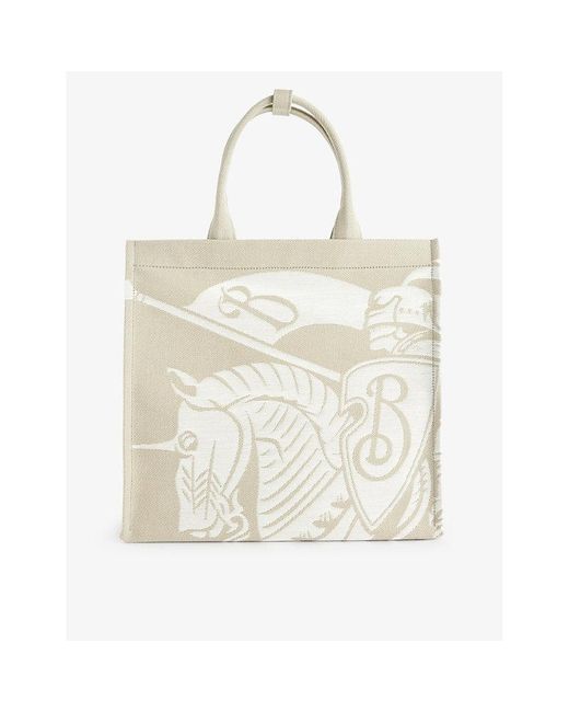Burberry Natural Equestrian Knight Cotton-blend Tote Bag