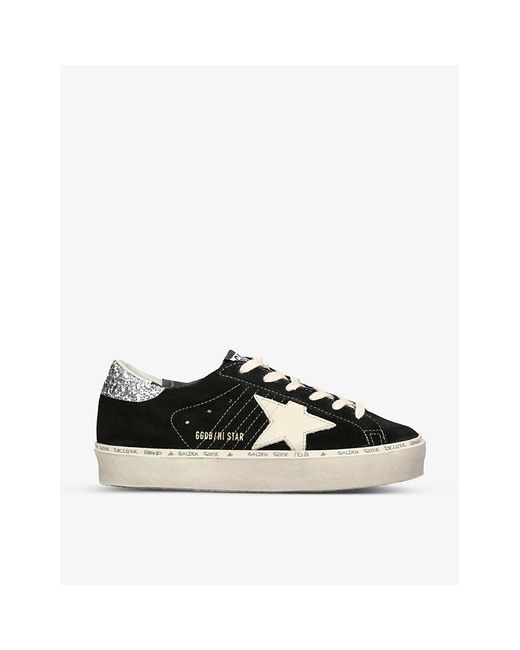 Golden Goose Deluxe Brand Black Hi Star 90201 Logo-print Suede And Leather Low-top Trainers