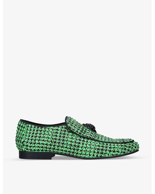 Kurt Geiger Synthetic Hugh Eagle-embellished Woven Loafers in Green for ...