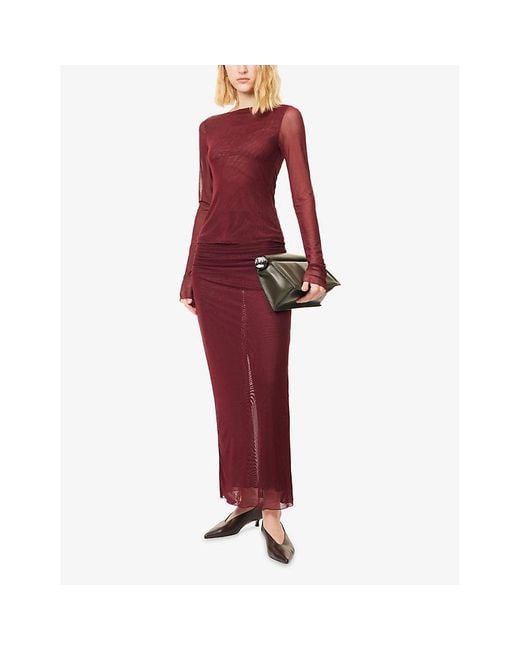Dissh Red Nyra Long-Sleeves Stretch-Woven Top
