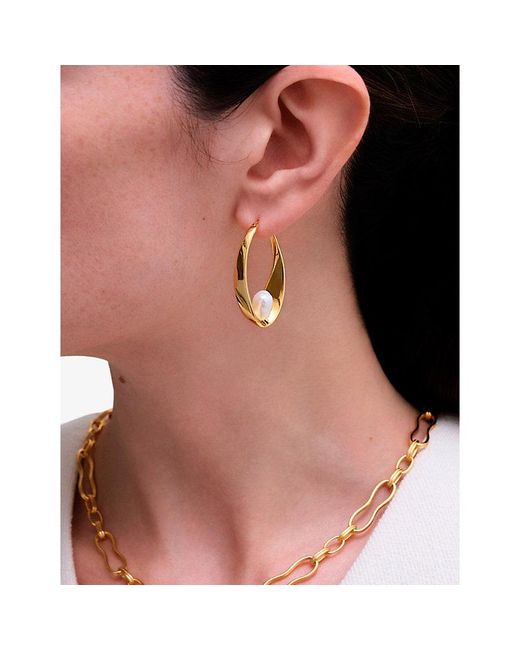 Astley Clarke Metallic Floe 18Ct And Freshwater Pearl Hoop Earrings