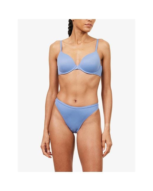 Calvin Klein Blue Perfectly Fit Ultralight Stretch-Woven Thong
